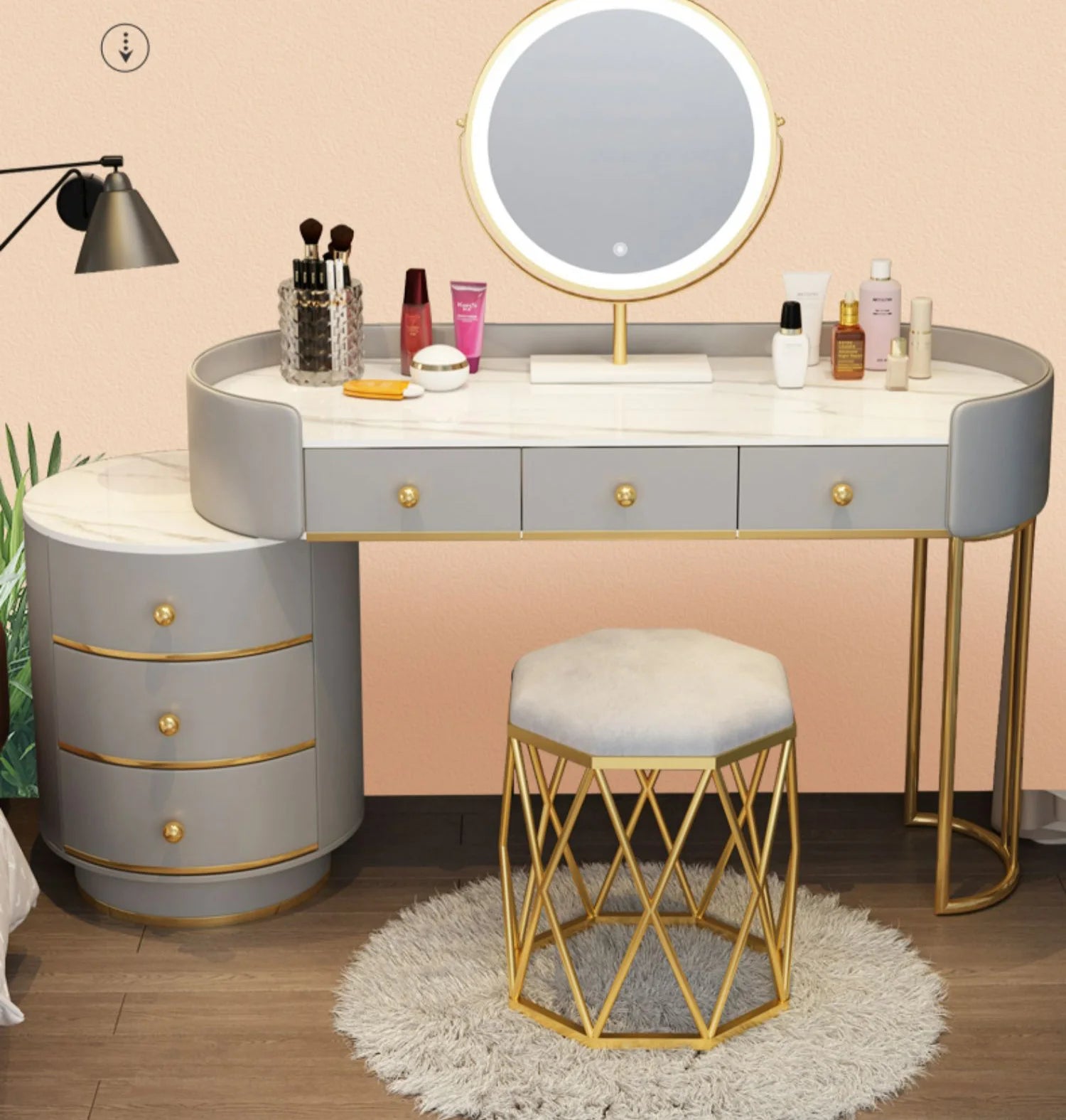 Bedroom Modern Vanity Table Organizers Storage Girls Nordic Vanity Table Multifunctional Luxury Tocador Maquillaje Furniture 7