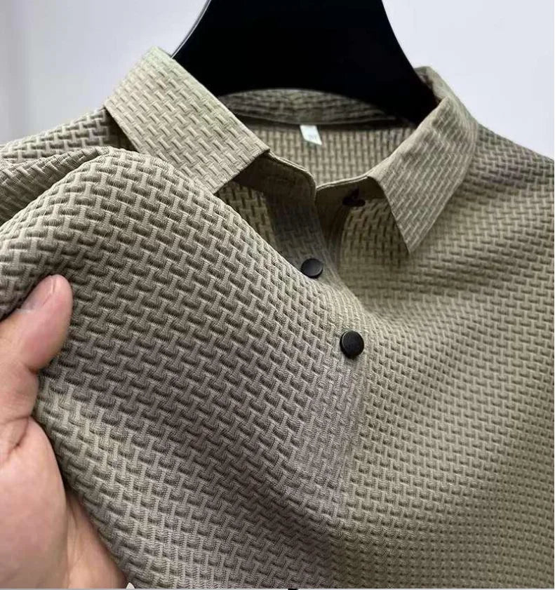 New Cool POLO Shirt for men casual wear lapel button-down solid color men's vintage shirt M-6XL