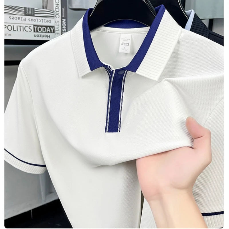 Men's Classic Polo Shirt, 2026 New Summer Collection, Soft Cotton Blend Fabric, Lightweight Comfortable Business Casual Wear