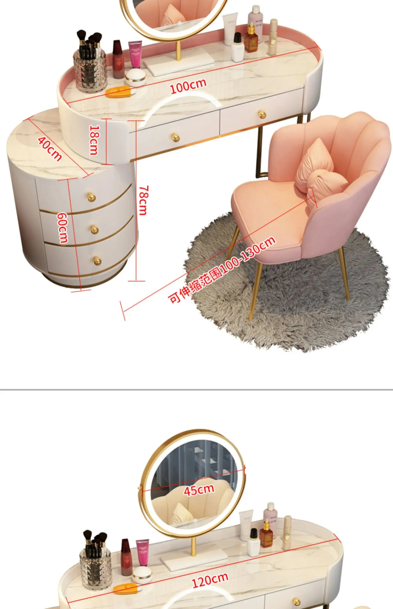 Bedroom Modern Vanity Table Organizers Storage Girls Nordic Vanity Table Multifunctional Luxury Tocador Maquillaje Furniture 17