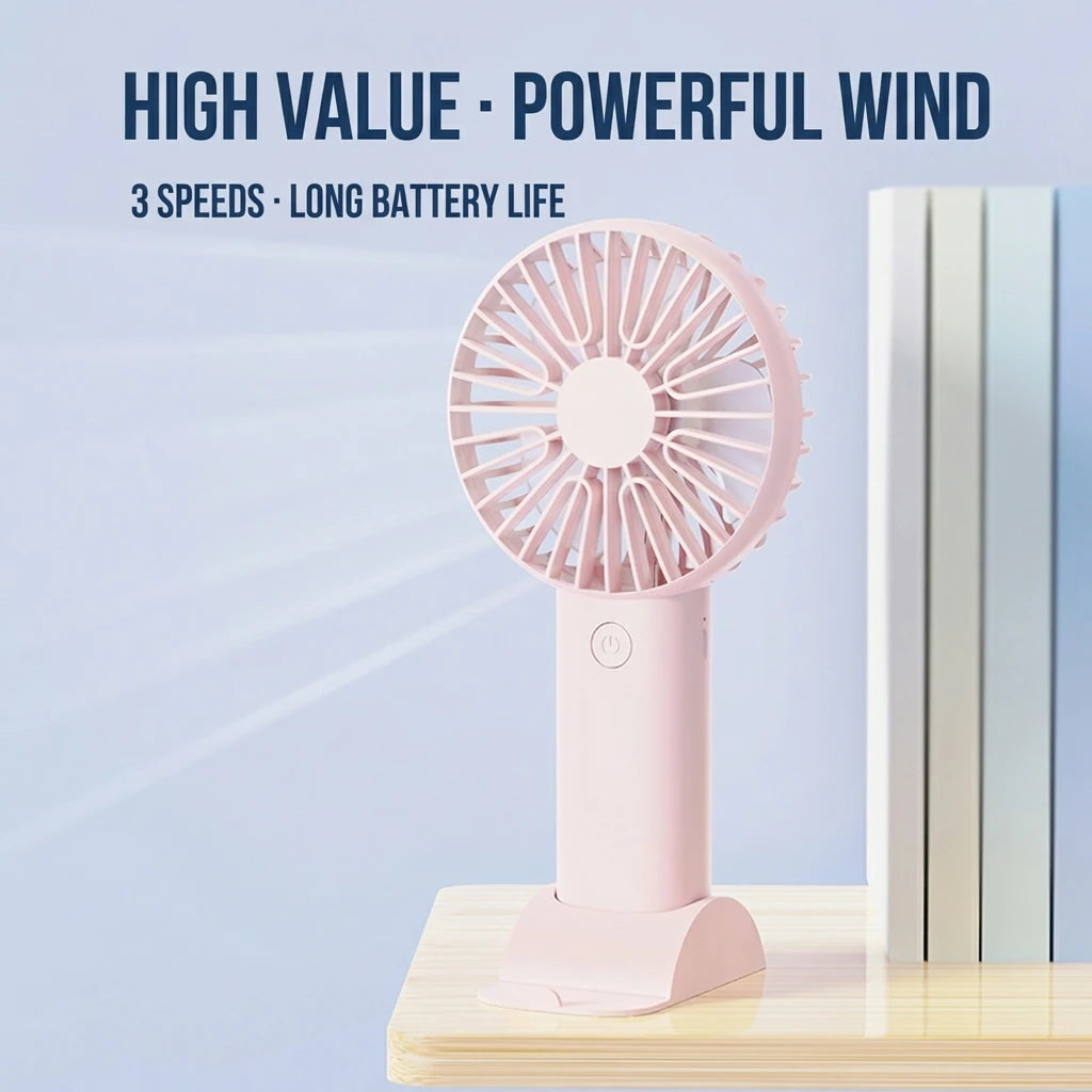 Mini Handheld Fan with Phone Stand,  Portable USB Desk Fan, Quiet Small Personal Fan with 3 Speeds