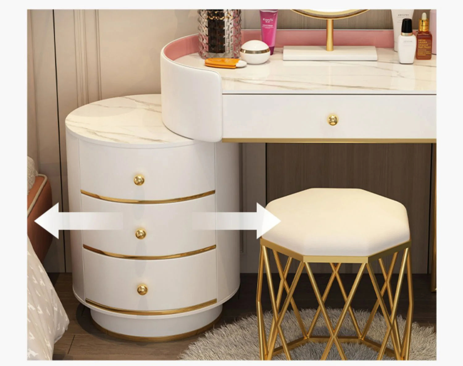 Bedroom Modern Vanity Table Organizers Storage Girls Nordic Vanity Table Multifunctional Luxury Tocador Maquillaje Furniture 13