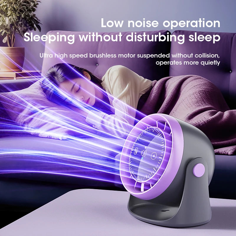 100-Speed Adjustable Touch Screen Desk Fan,  Quiet Cooling Strong Wind Digital Display Portable Mini Air Circulation Fan