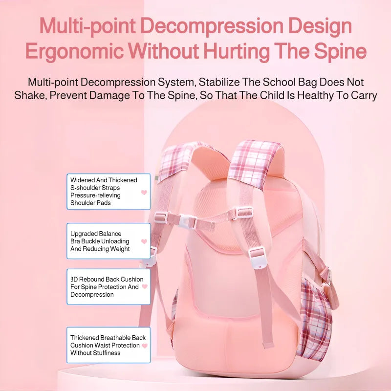Cute Backpack For Primary School Student Stylish Portable Versatile Bag Breathable Preschool Books Bag Back To School Gift Girls