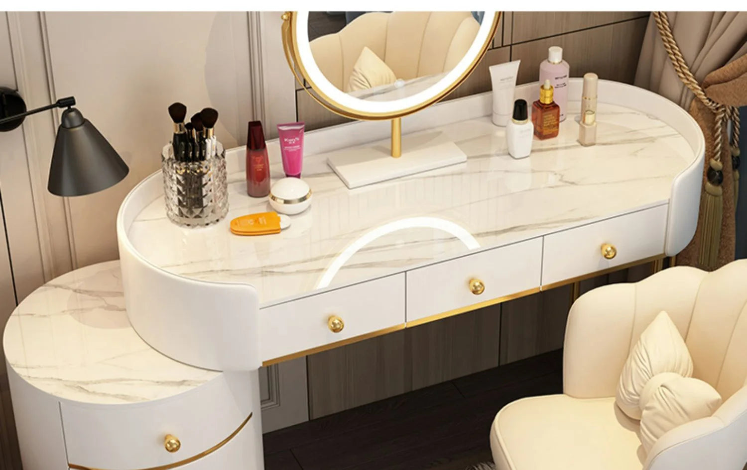 Bedroom Modern Vanity Table Organizers Storage Girls Nordic Vanity Table Multifunctional Luxury Tocador Maquillaje Furniture 11