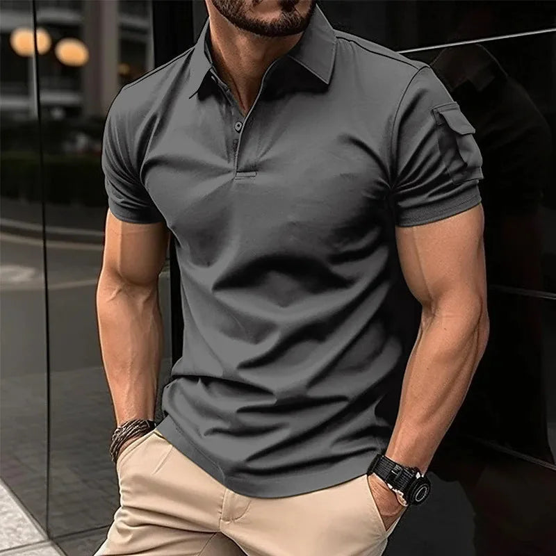 Summer Men's Polo Shirt Loose Short Sleeve Turn Down Collar Casual Polos Men Fashion Solid Breathable Tops Tees Mens Clothing